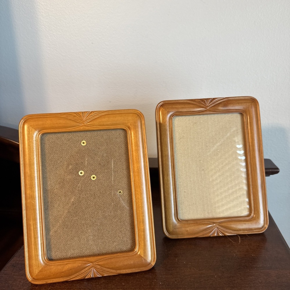 2 - 8.5"x 6.5" (5"x7")Wood Photo Picture Frame Rounded Corners MCM Pair Set